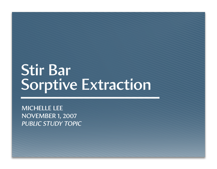 Michelle Lee SBSE presentation - slide 1